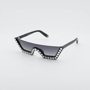 Philipp Plein SPP031S 0700 Sunglasses Black Shield Frame, Grey Lenses